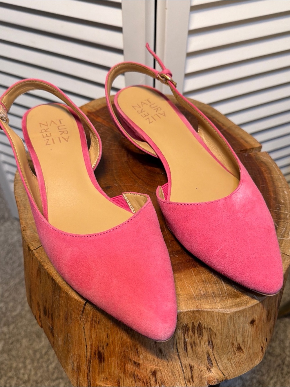 Naturalizer Pink Suede Pointed Toe Slingback Flats